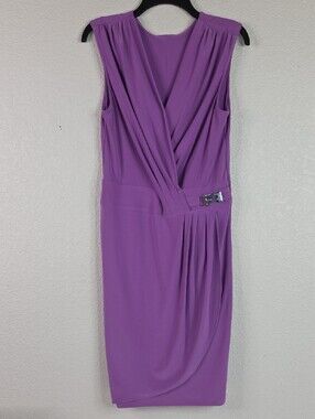 QUIZ Purple Midi Dress with Silver Buckle Accent